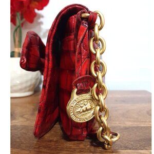 Brahmin dark red leather shoulder bag  preowned 5"W x 5.5"H